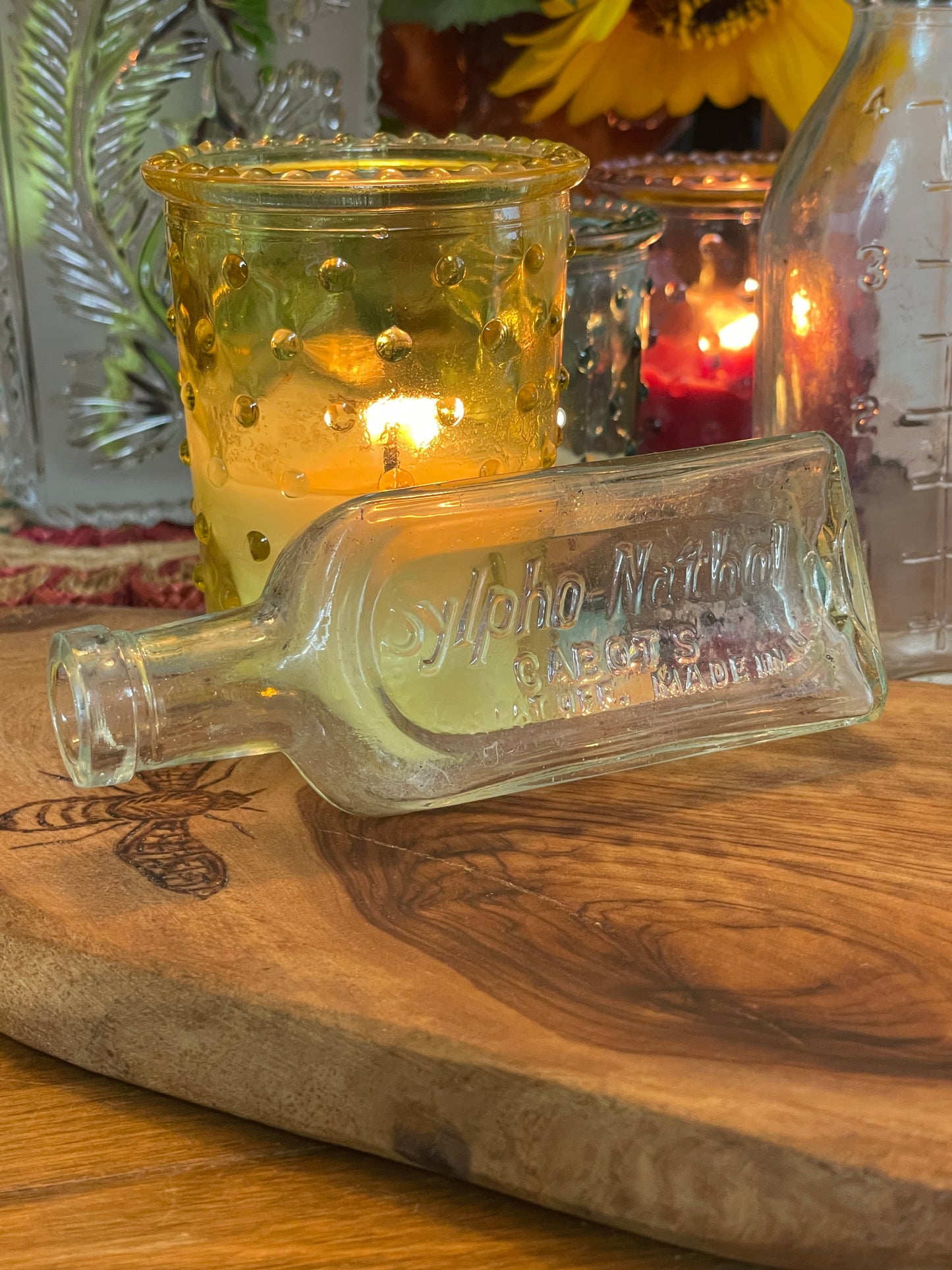 Antique Cabot's Sylpho-Nathol Embossed Glass Bottle – Stillroom Bottles Collection – Bottle No. 7