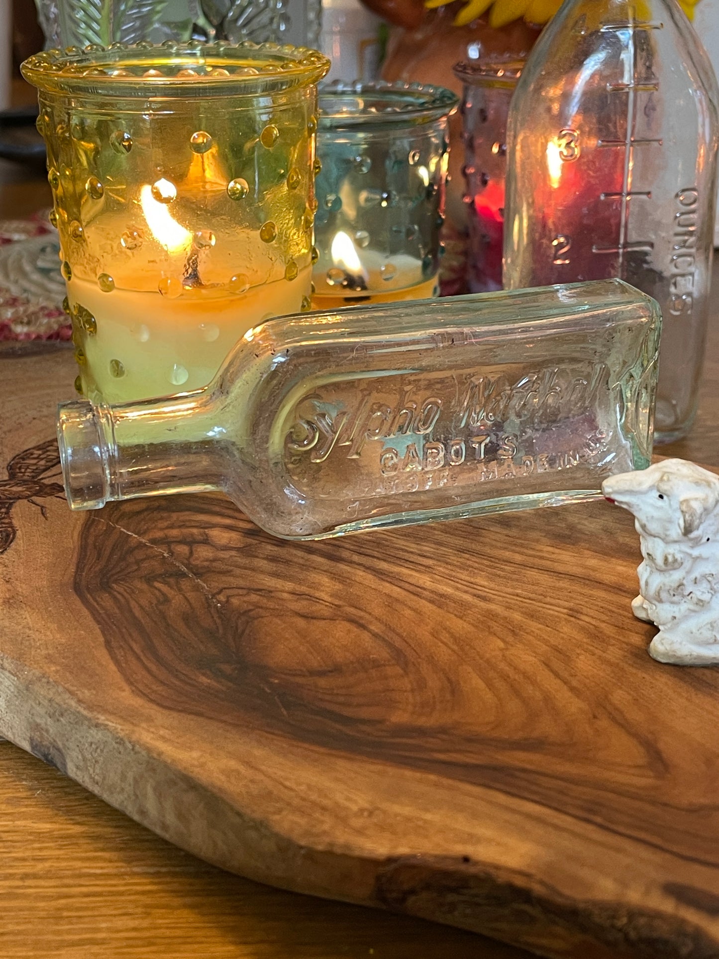 Antique Cabot's Sylpho-Nathol Embossed Glass Bottle – Stillroom Bottles Collection – Bottle No. 7