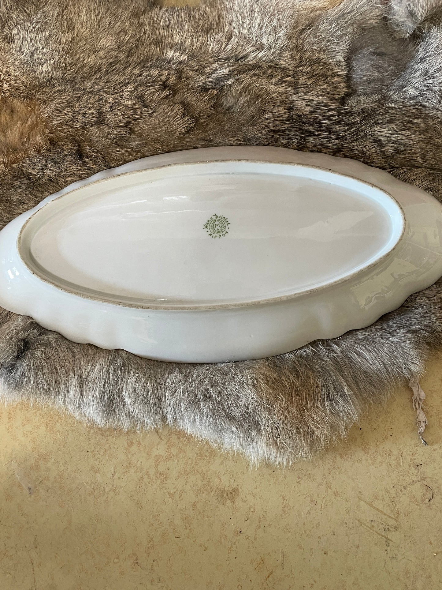 Vintage Porcelain Nippon Celery Dish and Salt Cellar Set (rare pattern)