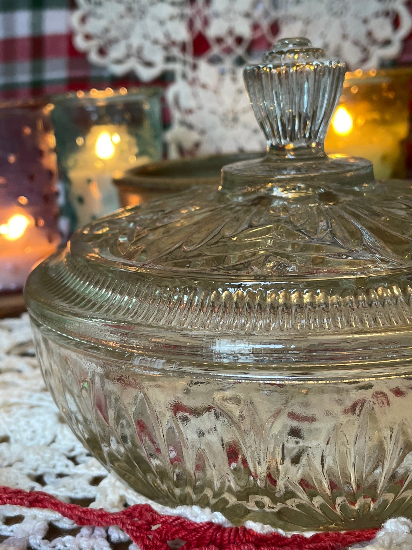 Vintage Powder Jar Gift Set- 1060s Press Cut Avon®Crystalique Powder Dish made by Fostoria