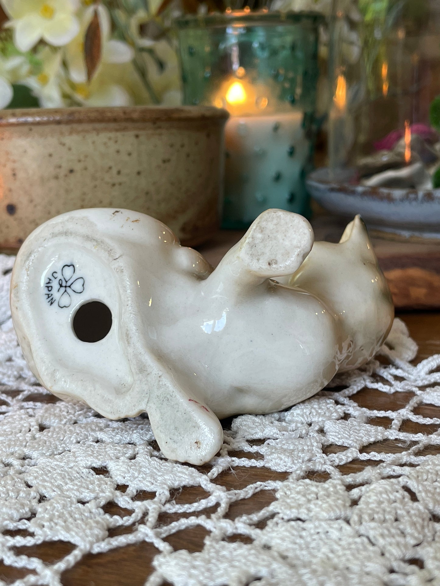 Vintage Japan Porcelain Tabby Cat | Occupied Japan Figurine