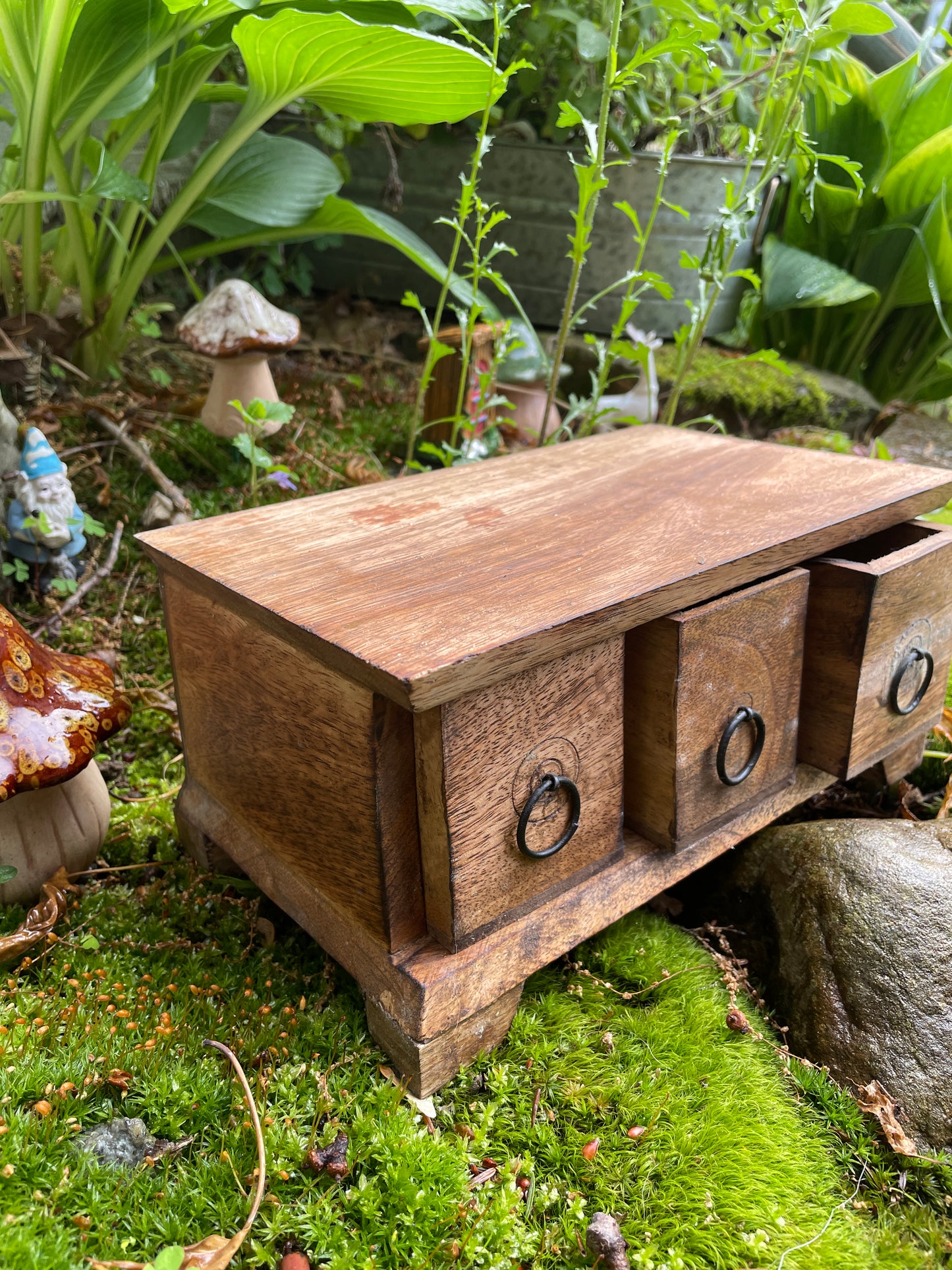 Three Drawer Wooden Herb Chest | Wooden Tea Chest