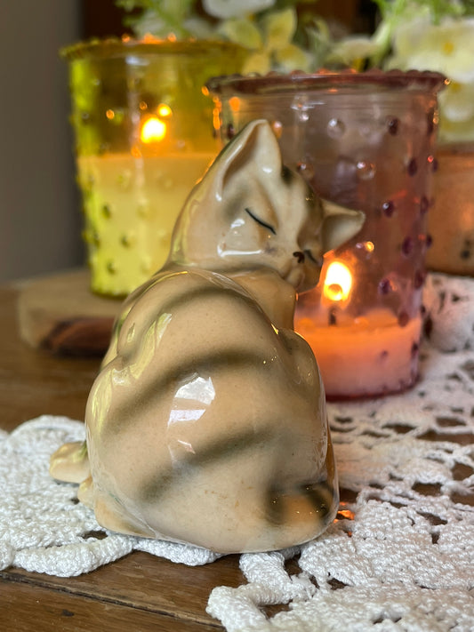 Vintage Japan Porcelain Tabby Cat | Occupied Japan Figurine