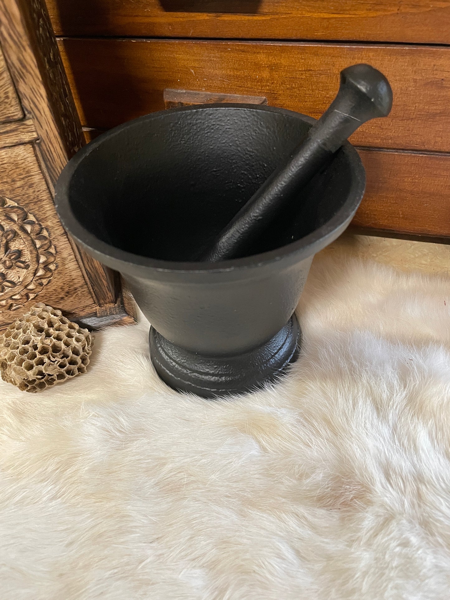 Products Cast Iron 4.5" Mortar and Pestle | Grinding Herbs Spices Resins and Wood | Smudging Small Cauldron | Altar Decoration