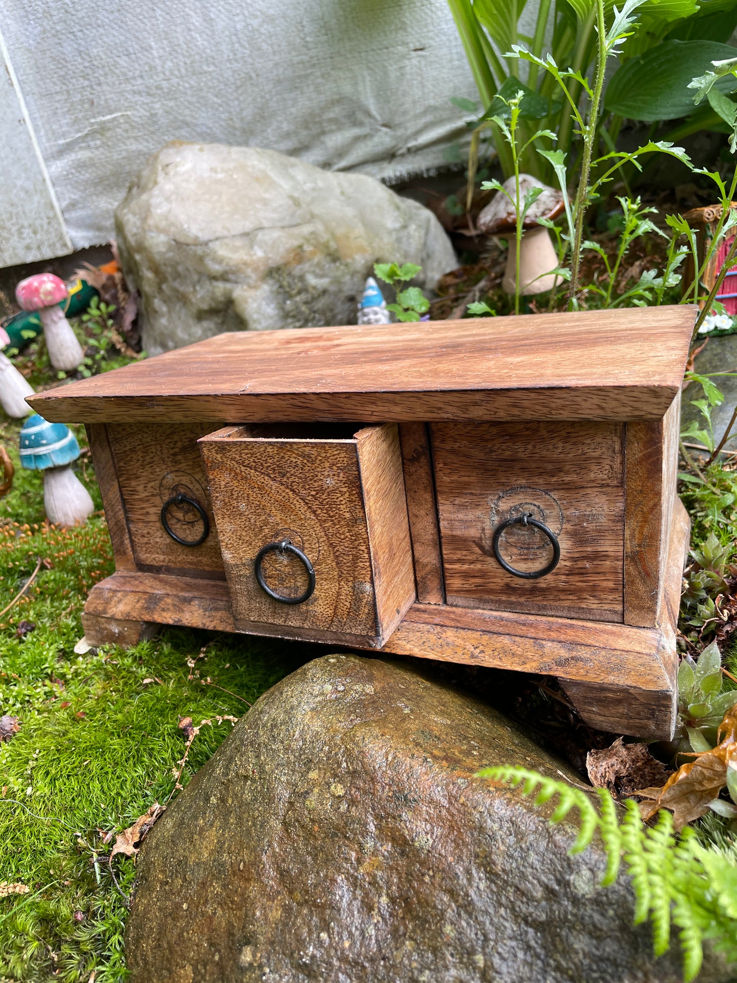 Three Drawer Wooden Herb Chest | Wooden Tea Chest