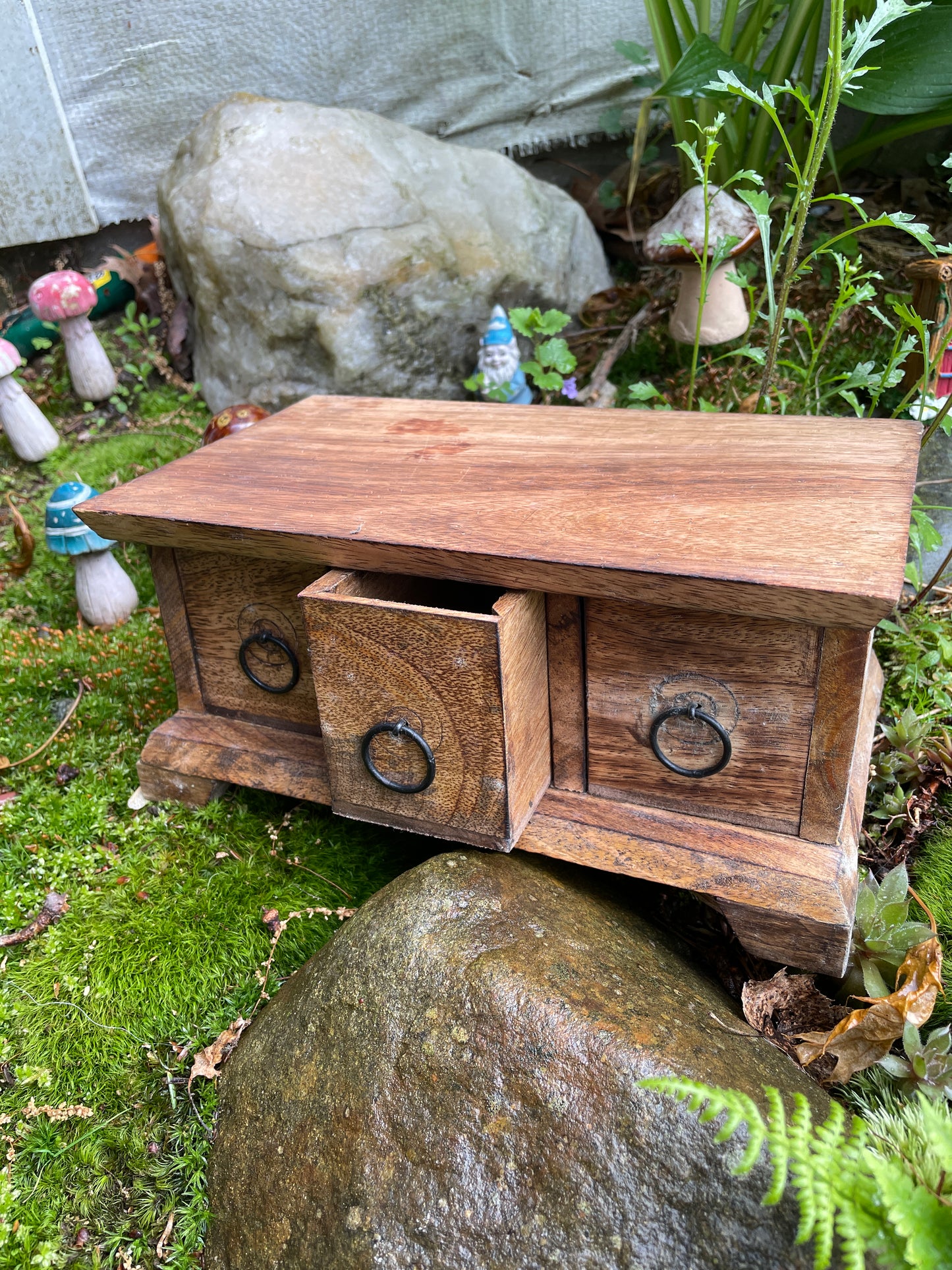 Three Drawer Wooden Herb Chest | Wooden Tea Chest