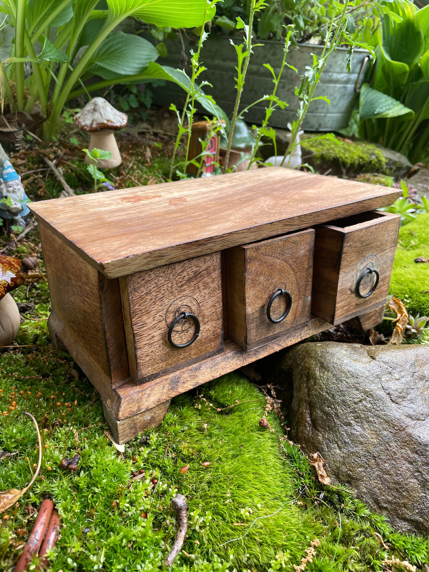 Three Drawer Wooden Herb Chest | Wooden Tea Chest