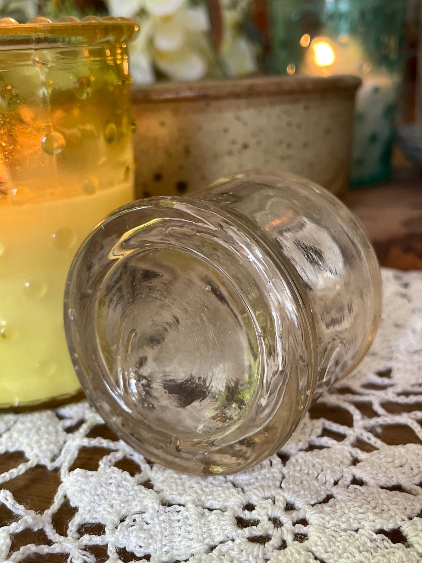 Victorian Clear Glass Ink Bottle, ribbed with pen rest, old ink well, calligraphy