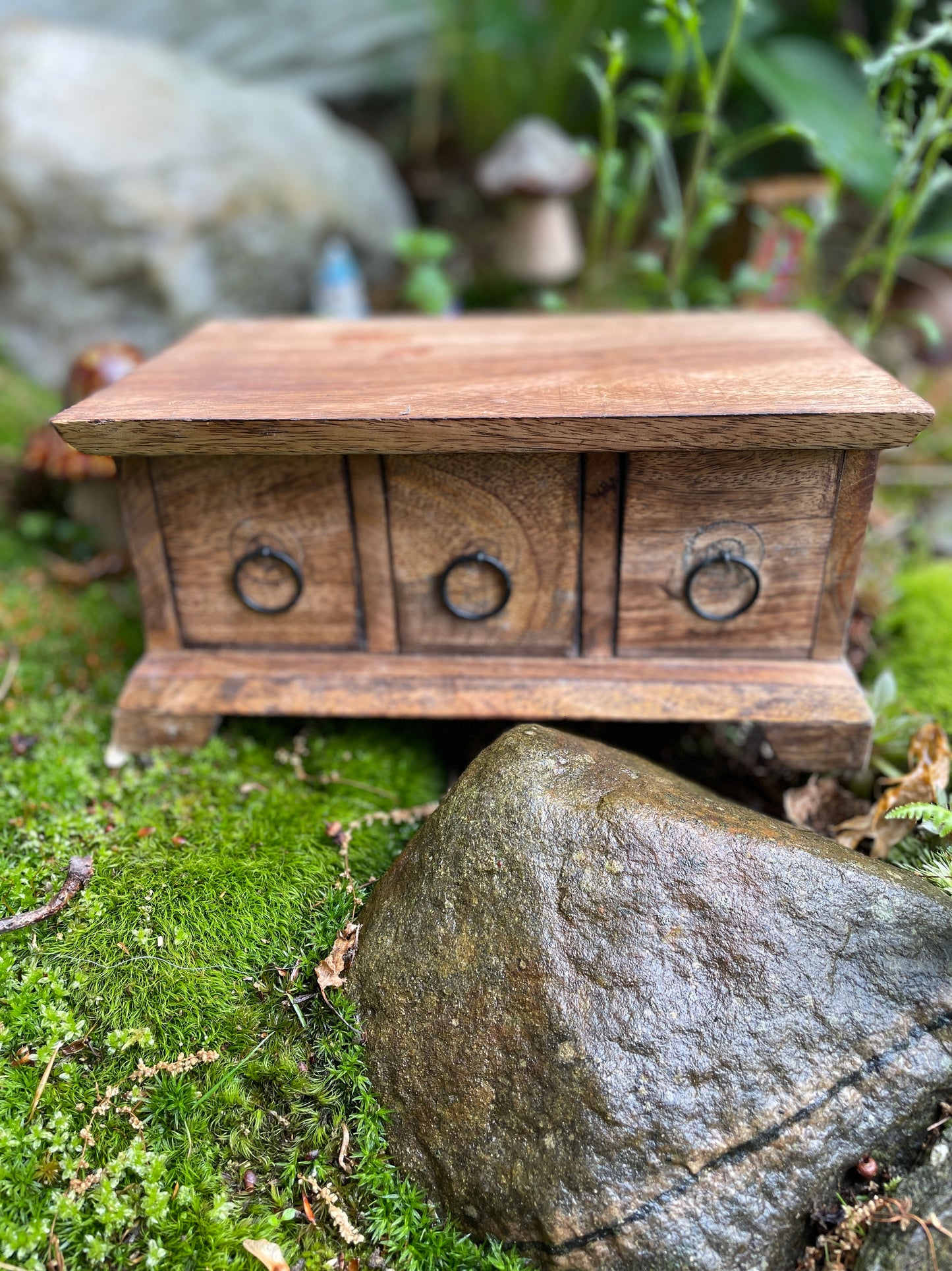 Three Drawer Wooden Herb Chest | Wooden Tea Chest