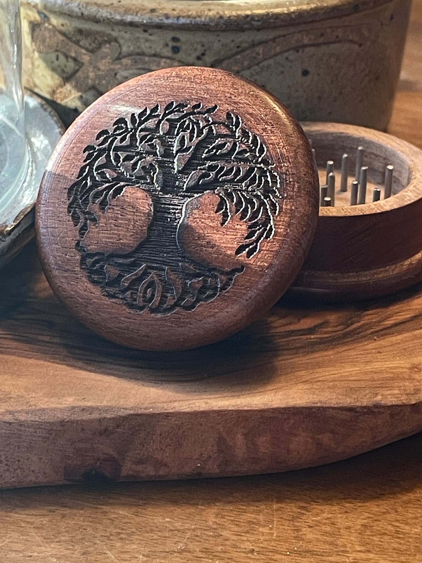 Tree of Life Wooden GRINDER | Herb Grinder | Earth Goddess | Herb Grinding | Spellcraft Tools