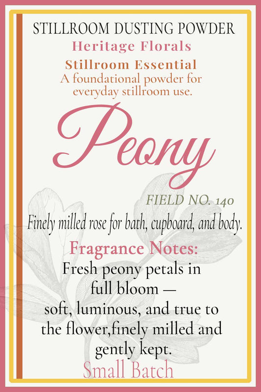 peony dusting powder hover card- fresh peony petals in full bloom. description