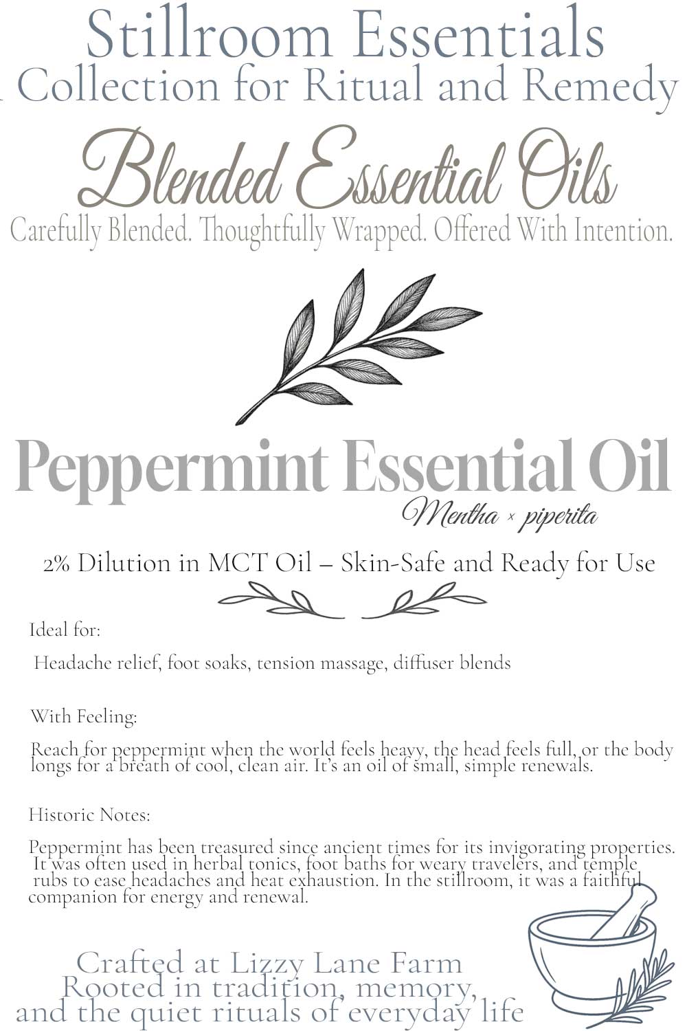 Peppermint Essential Oil – 2% Pre-Diluted in MCT | Uplifting Botanical Oil for Headache Relief, Massage & Foot Soaks