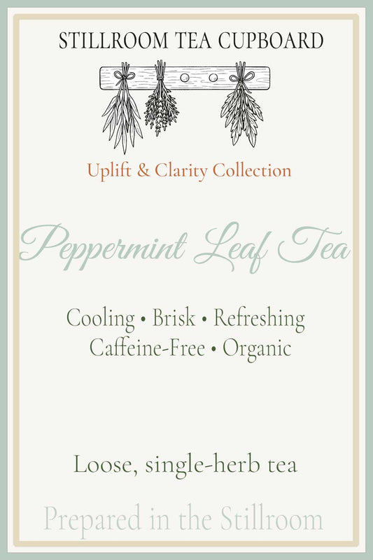 hover card for peppermint leaf tea, loose shingle herb tea