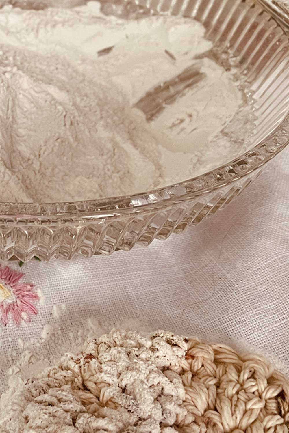 stillroom dusting powder bowl and powdered puff