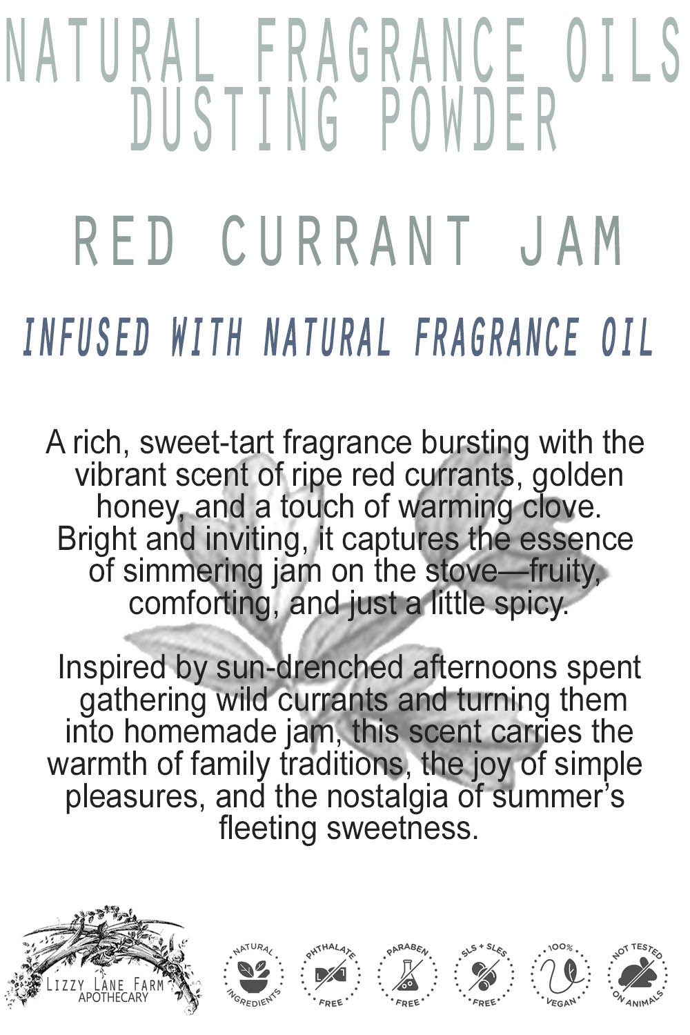 A beautifully illustrated product card featuring rich red currants, golden honey drizzles, and aromatic cloves. The warm color palette and vintage-inspired details reflect the essence of a lovingly prepared homemade treat.