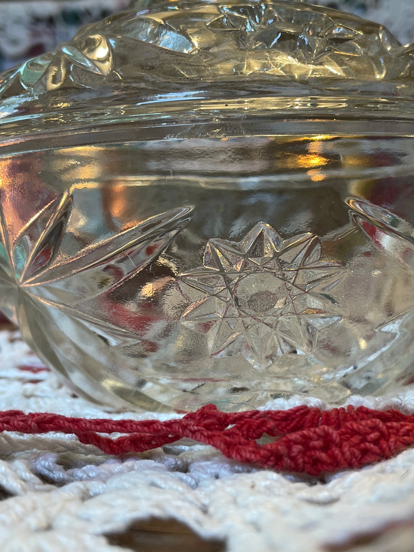 side view of the star of david cut glass work