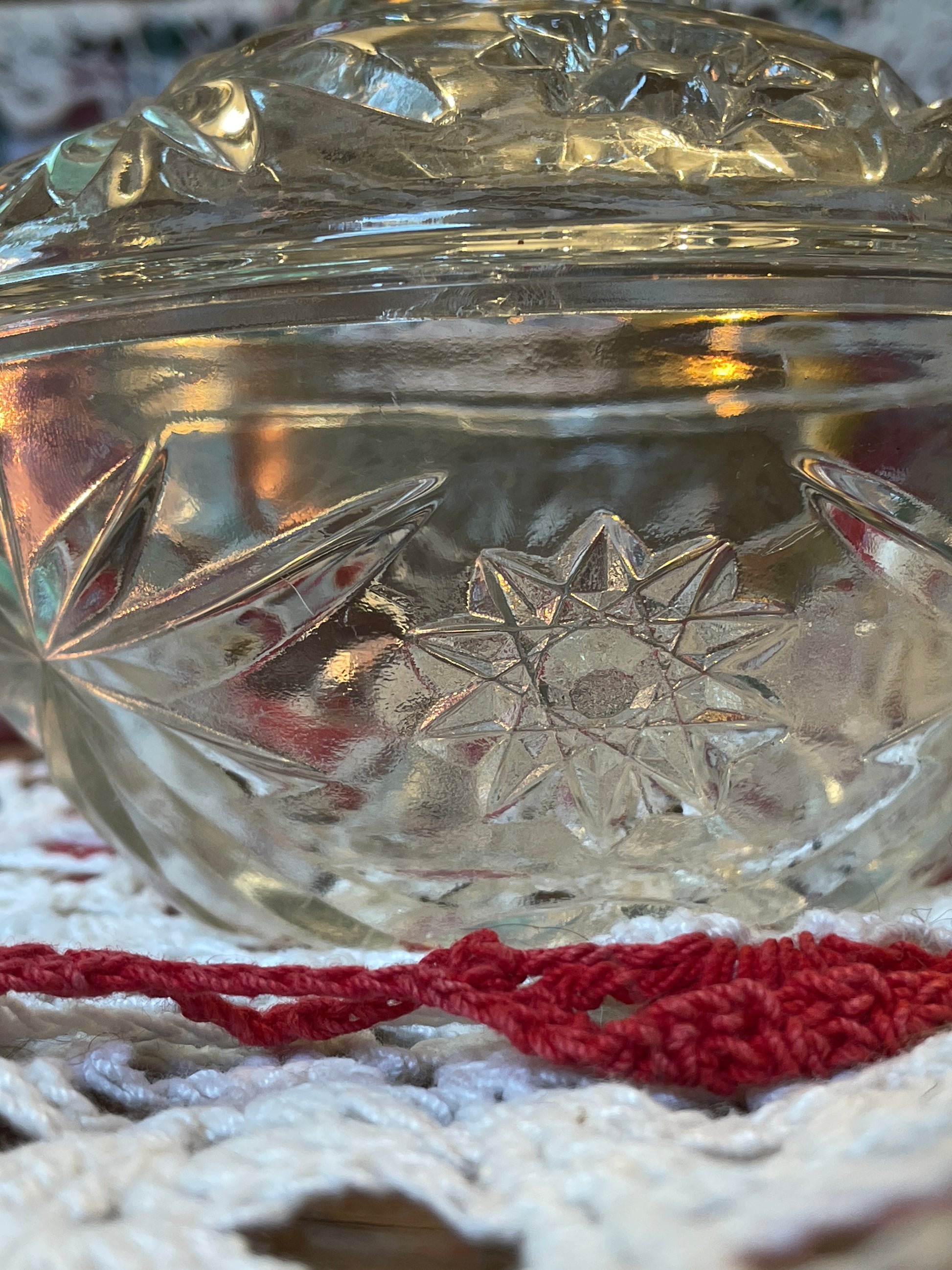 side view of the star of david cut glass work