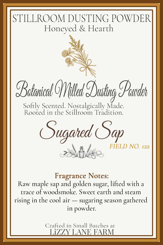 sugared sap dusting powder, part of honeyed and heart collection. hover information card.