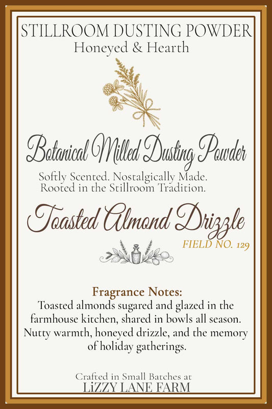 Toasted almonds sugared and glazed in the farmhouse kitchen, shared in bowls all season. Nutty warmth, honeyed drizzle, and the memory of holiday gatherings.