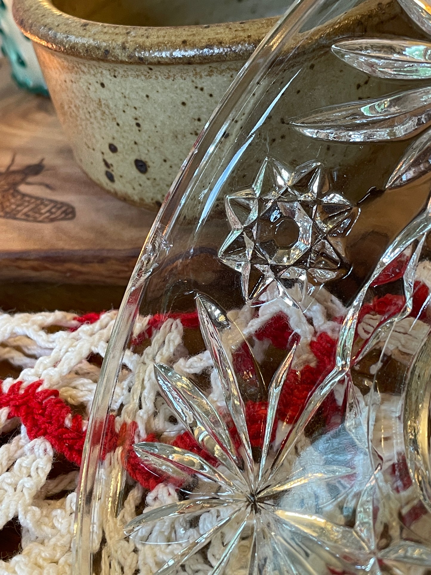 Vintage Powder Jar Gift Set-Early American Prescut powder dish deail of the id cut glass work