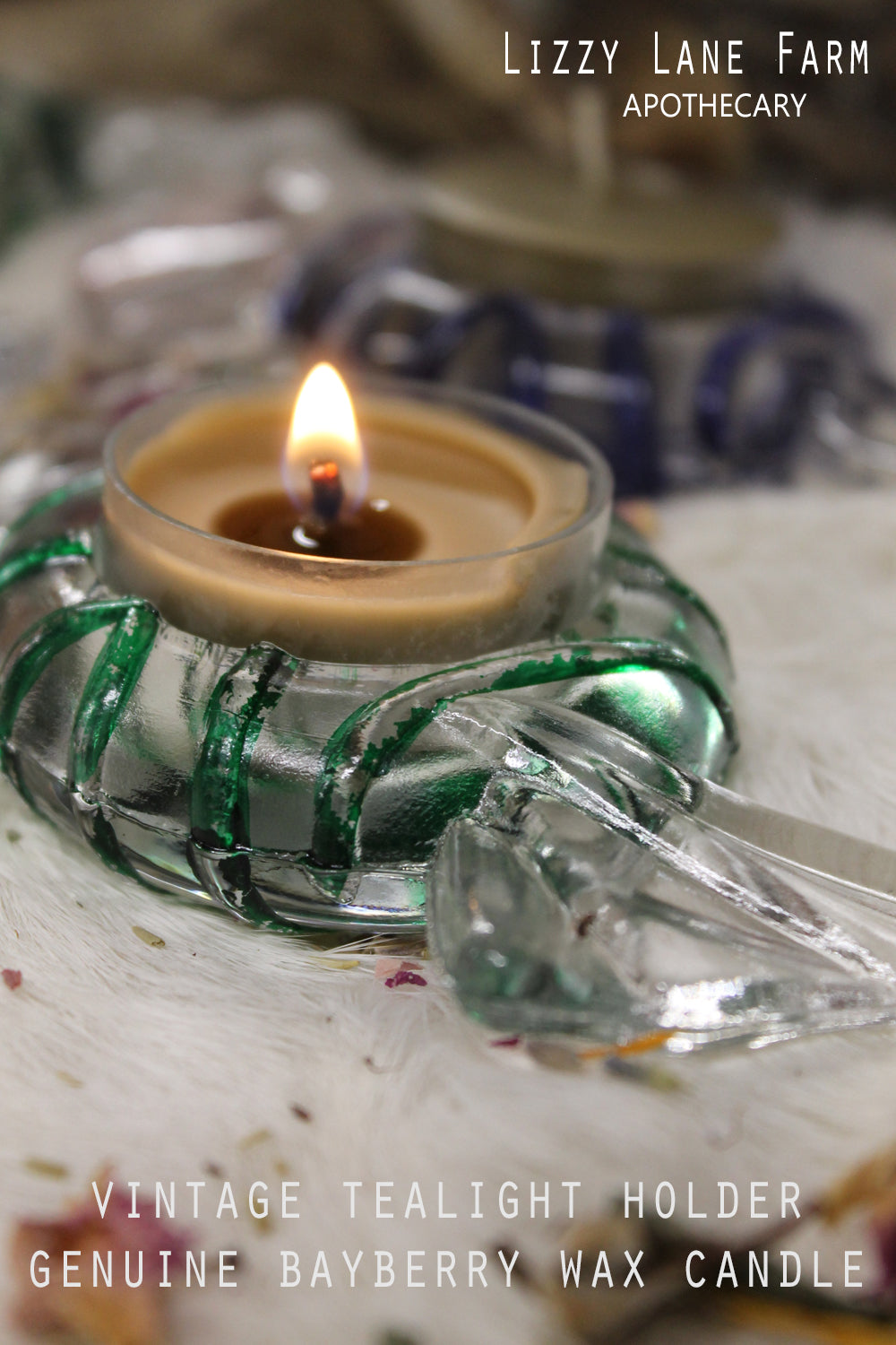 Vintage Candy Mint Shaped Tealight Holder with Bayberry Wax Candles | Gift Boxed