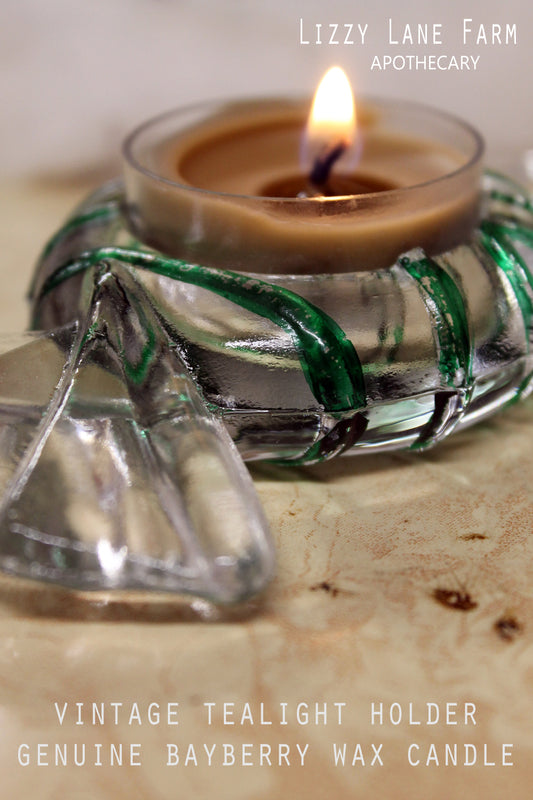 Vintage Candy Mint Shaped Tealight Holder with Bayberry Wax Candles | Gift Boxed