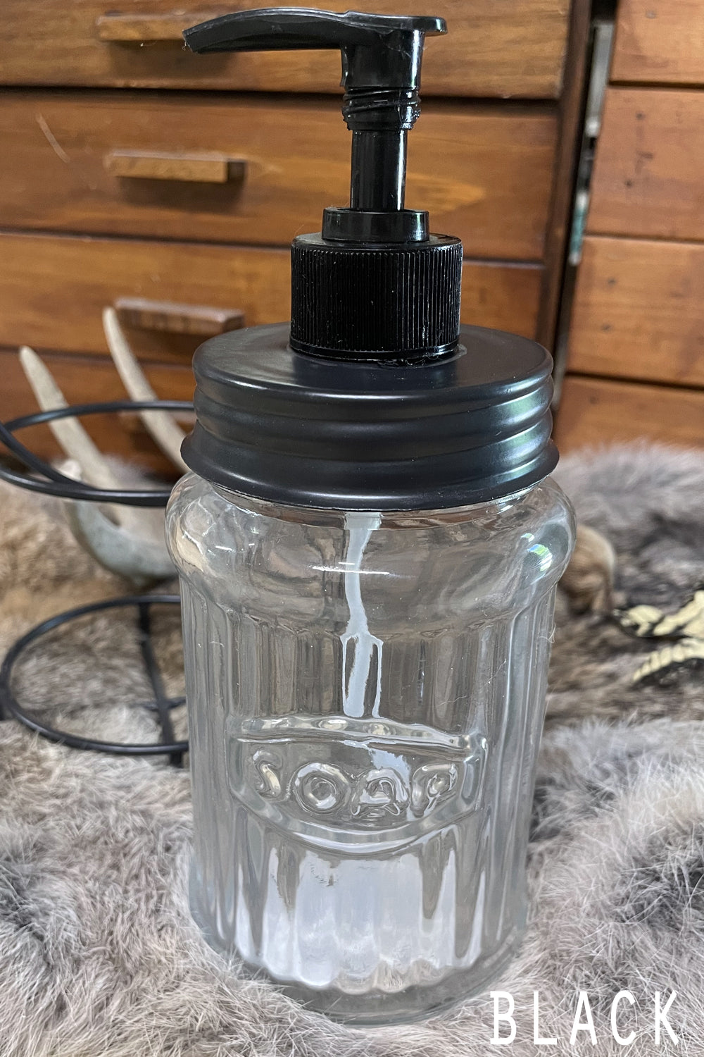 glass hoosier jar soap dispenser