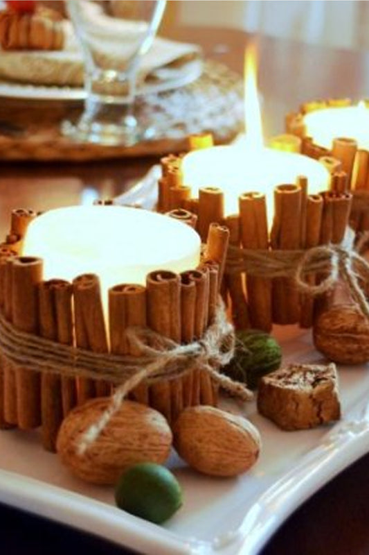 our cinnamon sticks fashioned into a cute candle holder.