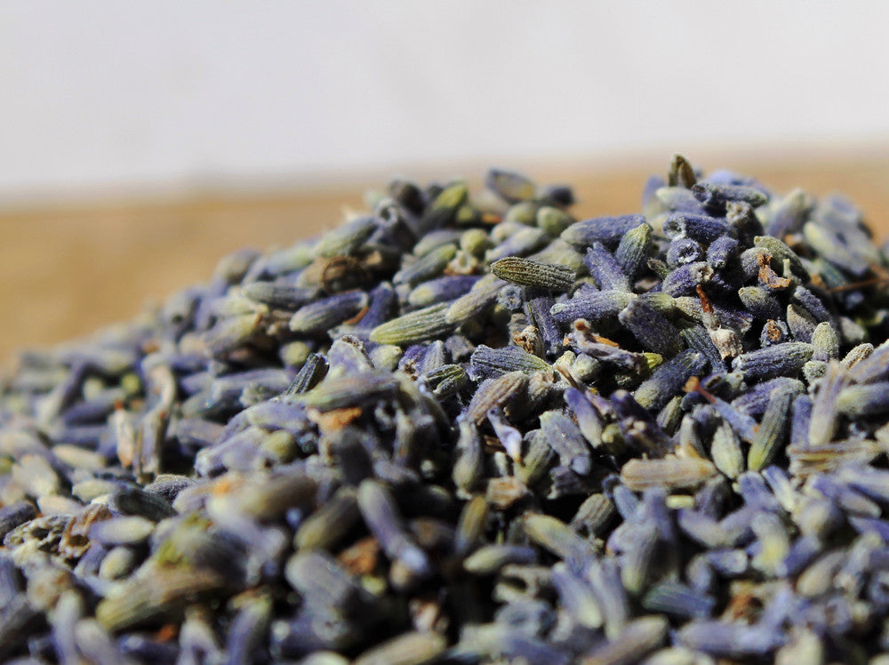 a close up view of premium ultra blue lavender buds ready to be added to lavender cookies