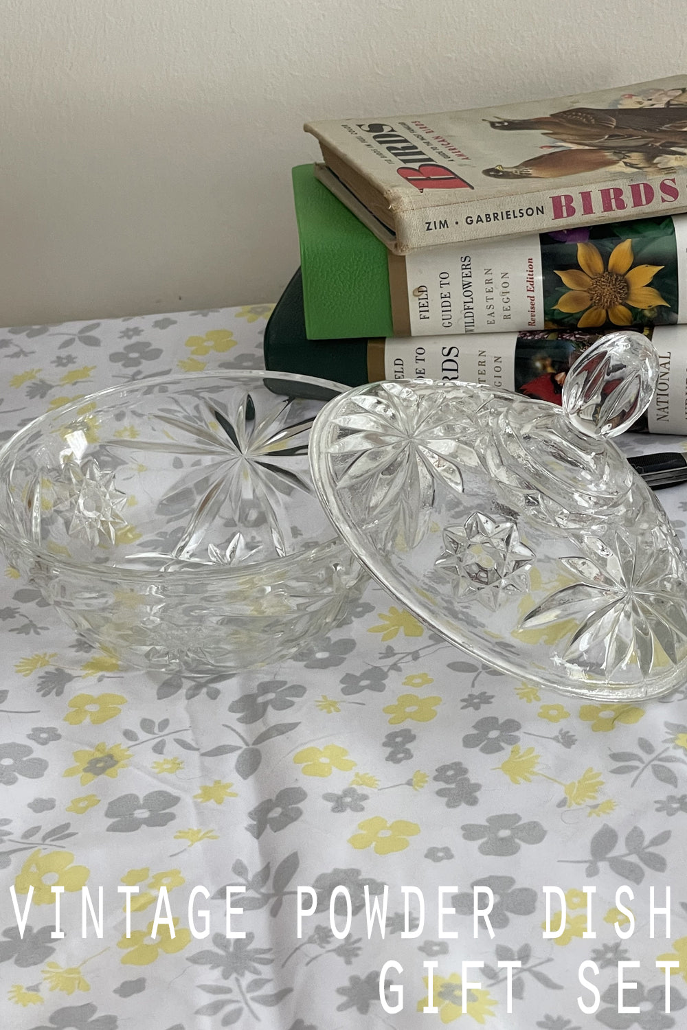 early american covered powder dish