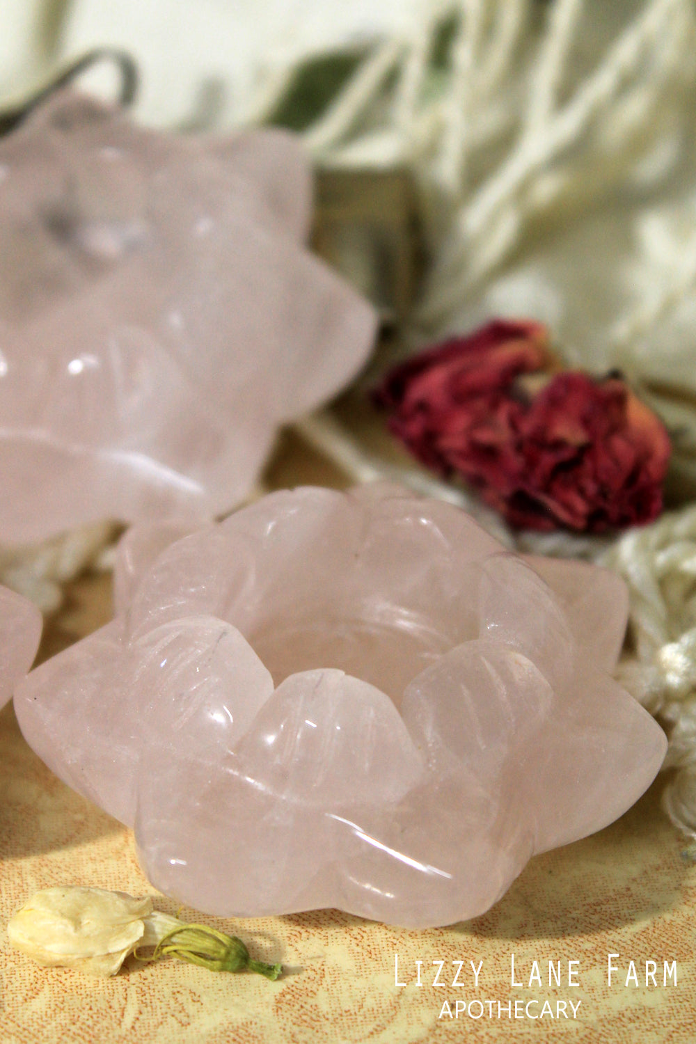 Rose Quartz Lotus Talisman Stone