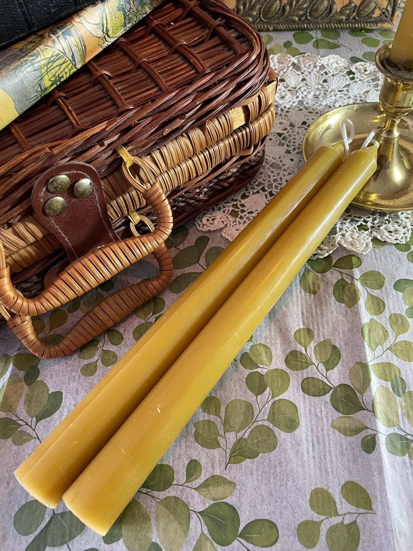 Vintage- Inspired Beeswax Taper Candles | made from a vintage candle mold