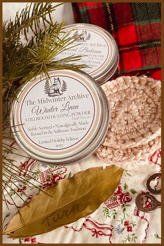 Field No. 220 • Pressed Balsam + Winter Linen Holiday Travel Tin Gift Set · The Midwinter Archive