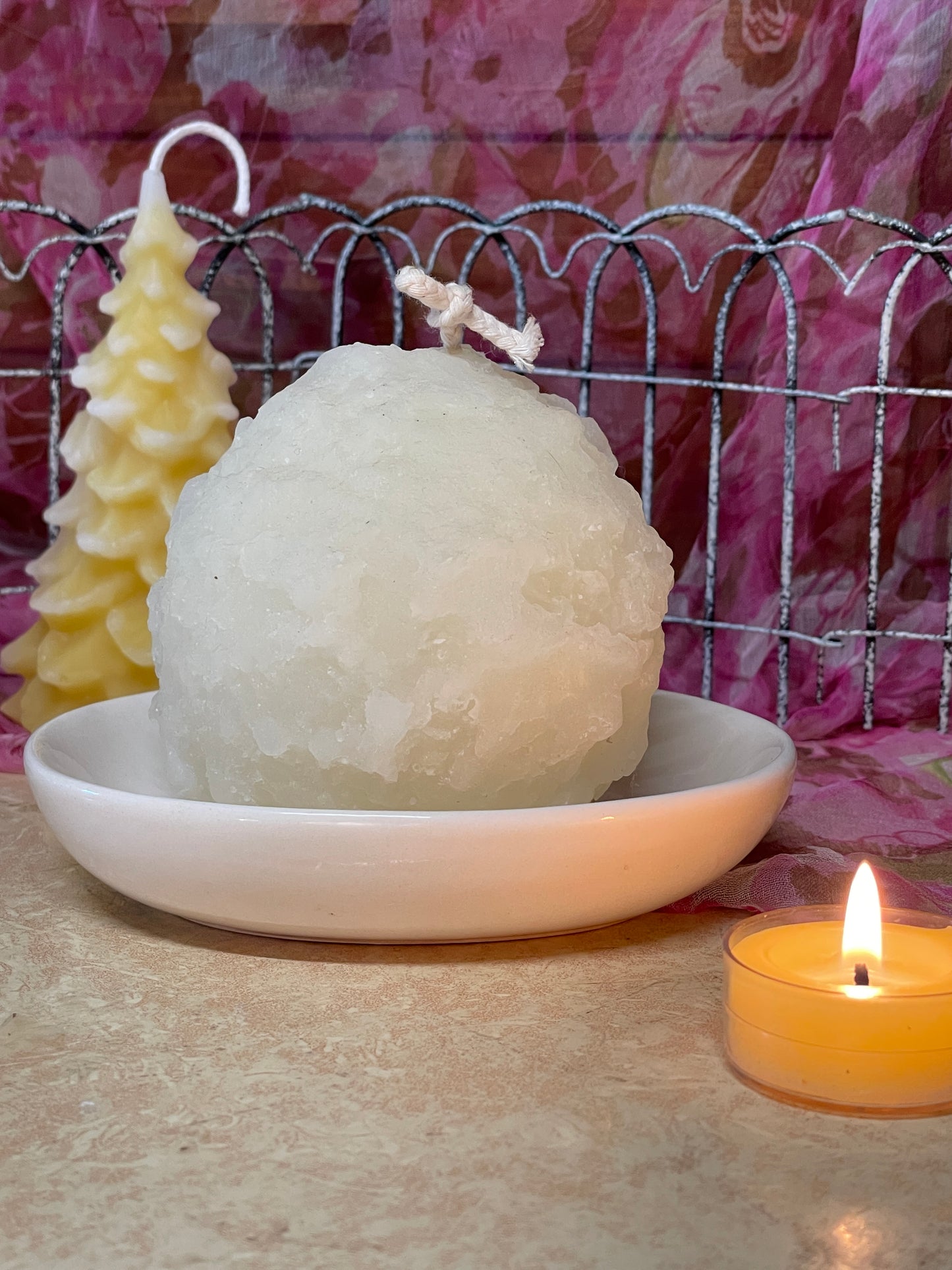 beeswax snowball candles