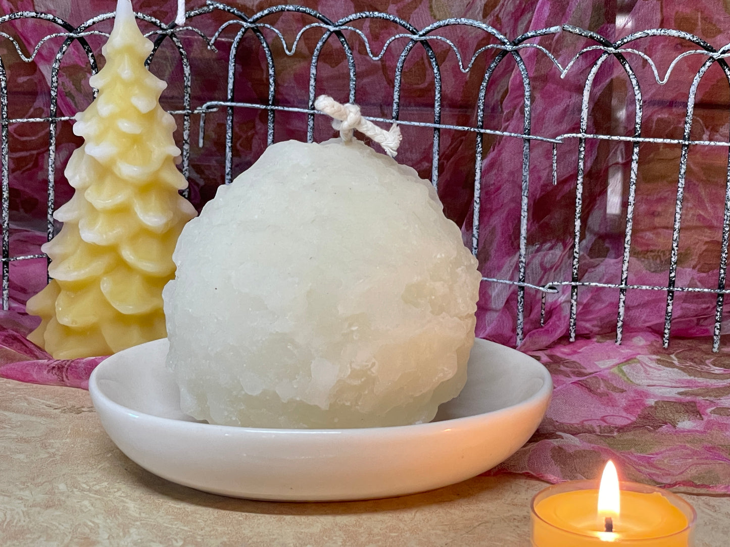 beeswax snowball candles