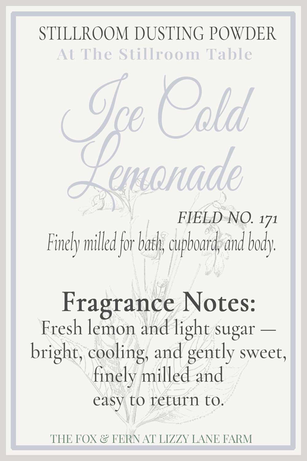 hover card ice cold lemonade dusting powder.