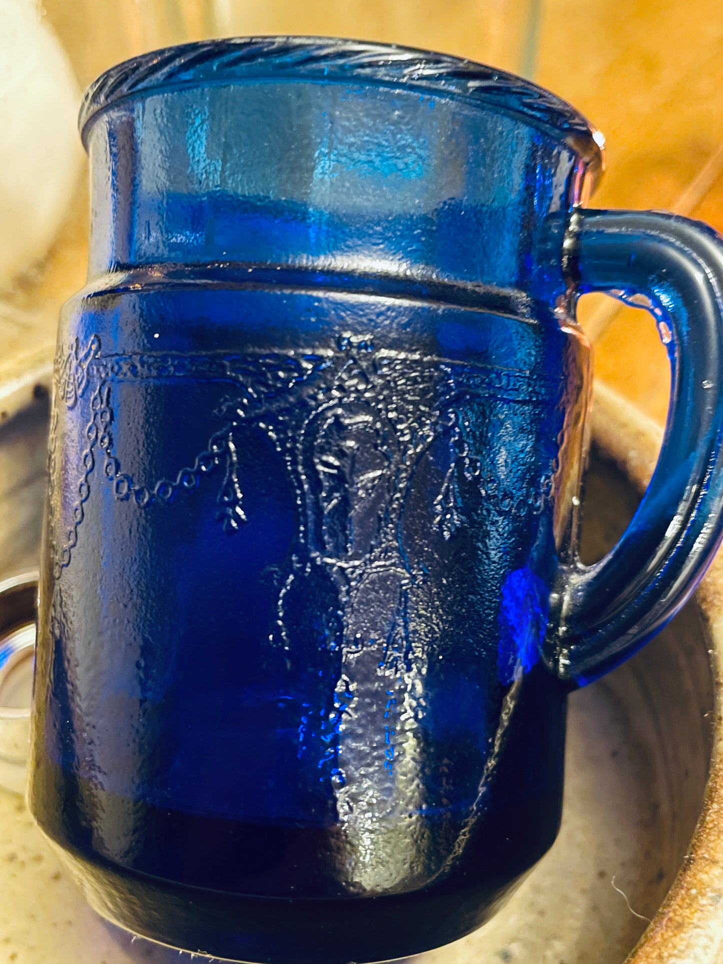 Mosser Glass Cobalt Blue Miniature Child Sized Pitcher- Cameo Ballerina (Mosser Glass)