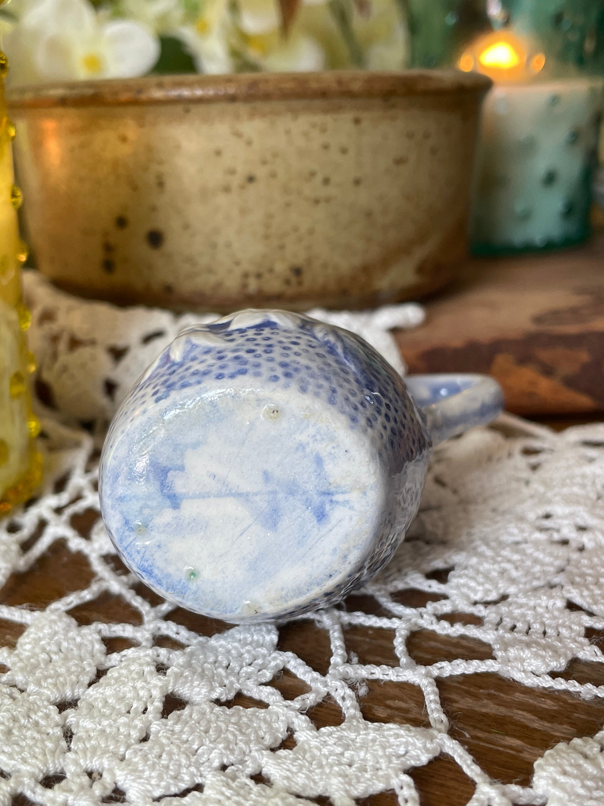 Vintage Porcelain Child’s Mini Water Pitcher – Blue Floral – Heirloom ...