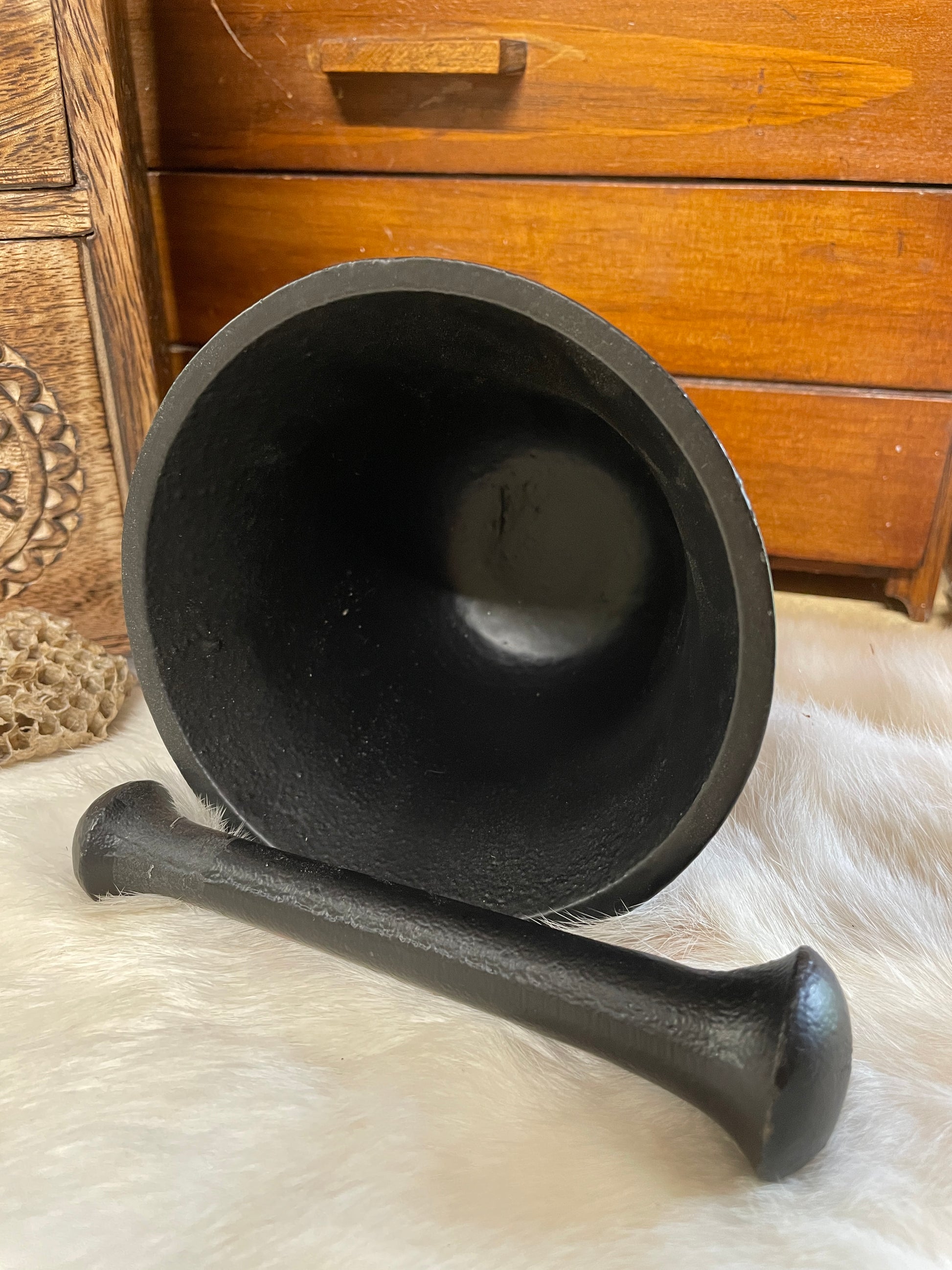Products Cast Iron 4.5" Mortar and Pestle | Grinding Herbs Spices Resins and Wood | Smudging Small Cauldron | Altar Decoration