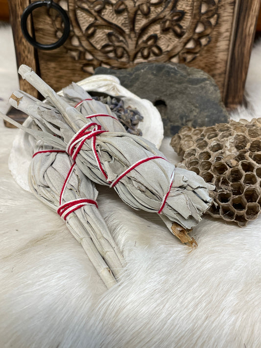 White Sage Wand Torch Style, Fragrant Hand Tied Sustainably Grown California White Sage Incense, Smudge Wand