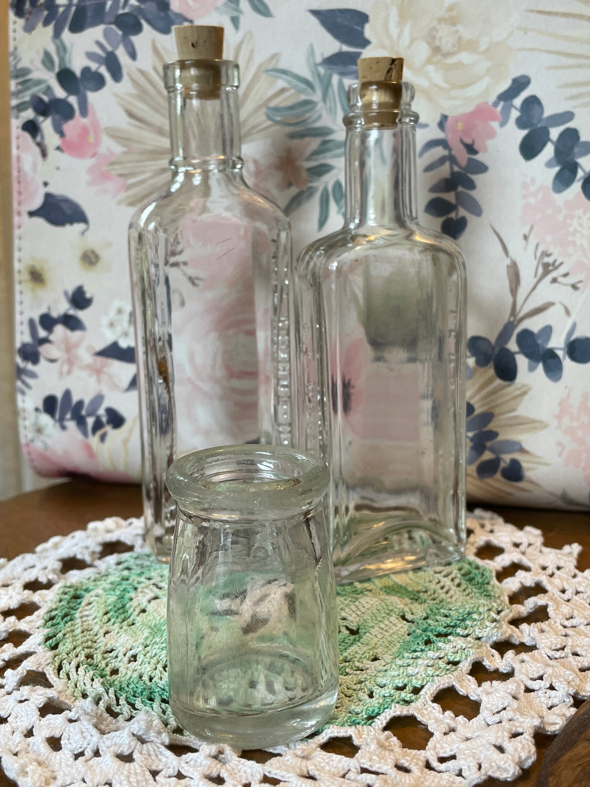 Small Round Vintage Apothecary Bottle 