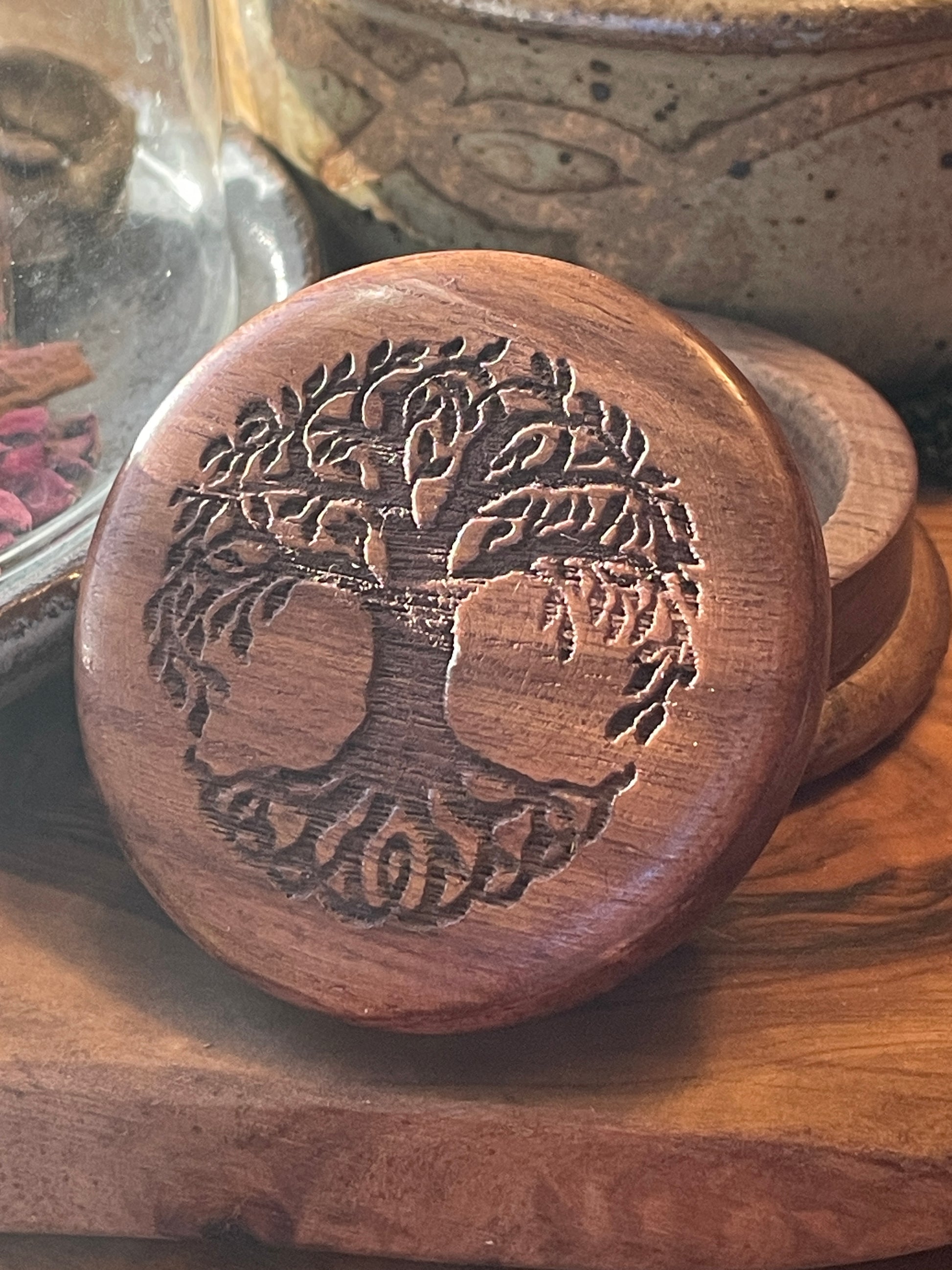 Tree of Life Wooden GRINDER | Herb Grinder | Earth Goddess | Herb Grinding | Spellcraft Tools
