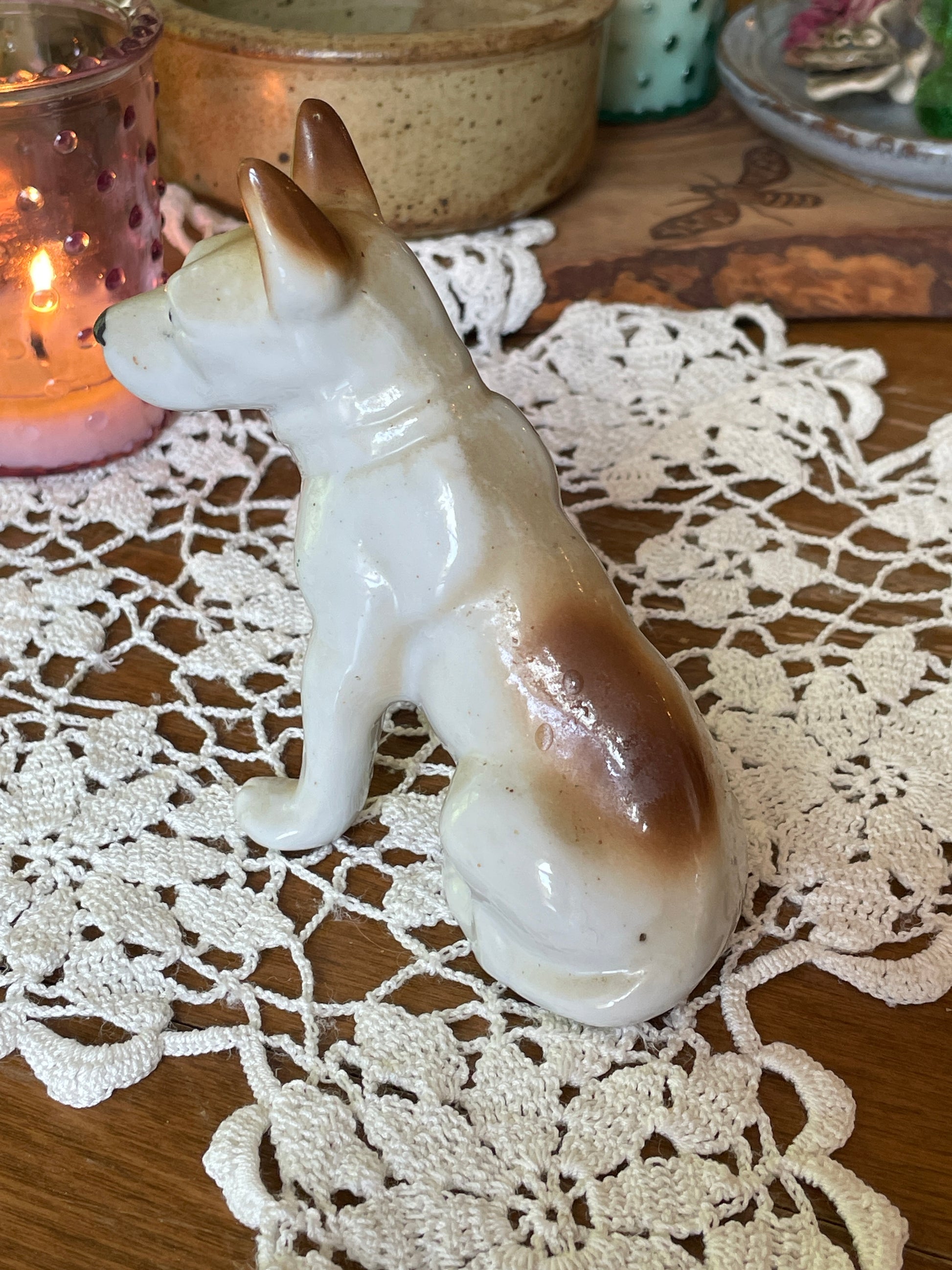 Vintage Terrier Dog Figuring| Large Porcelain Dog Figurine
