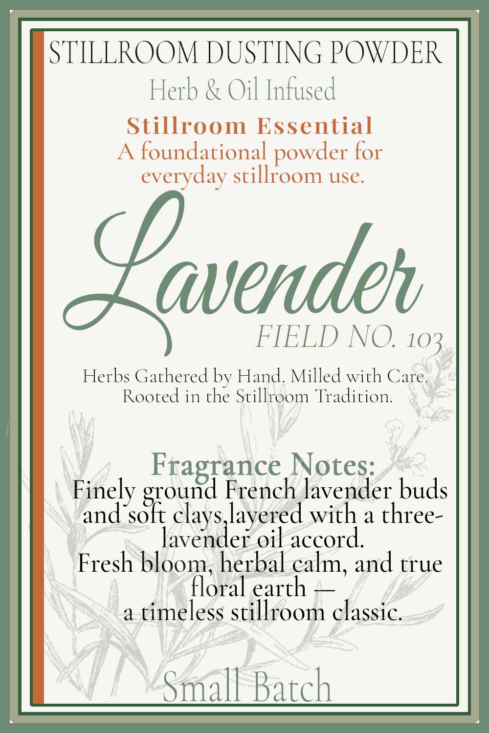 herbal infused lavender dusting powder information hover card