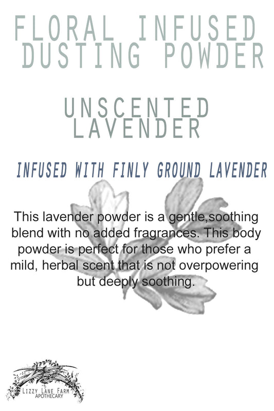 Unscented Organic Lavender Body Powder – Herbal Lavender with Dried Lavender Buds