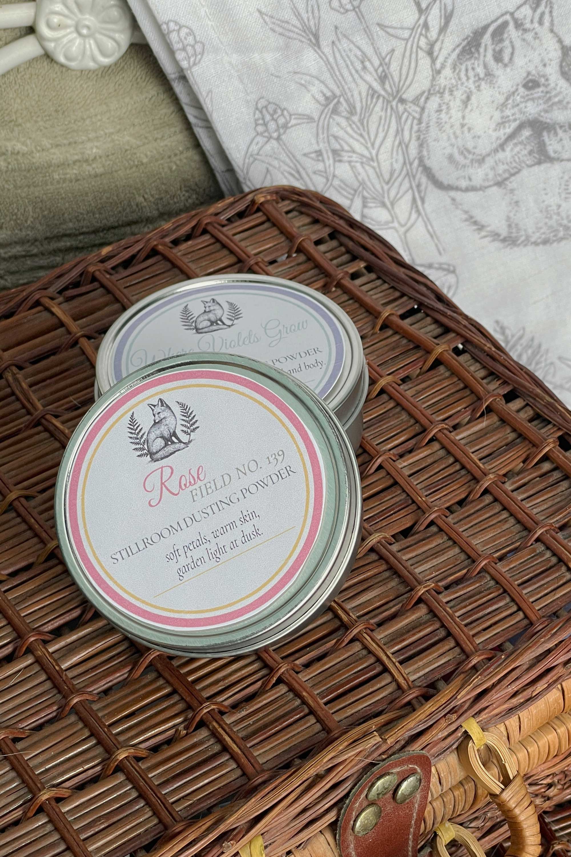 rose and where violets grow travel powder tins set