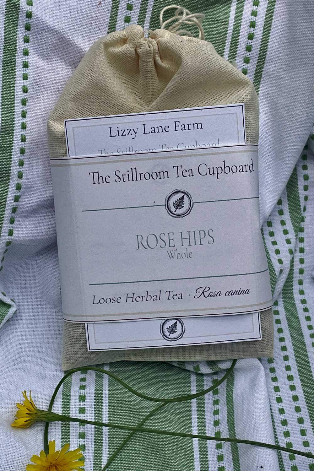 rose hip tea in muslin bag