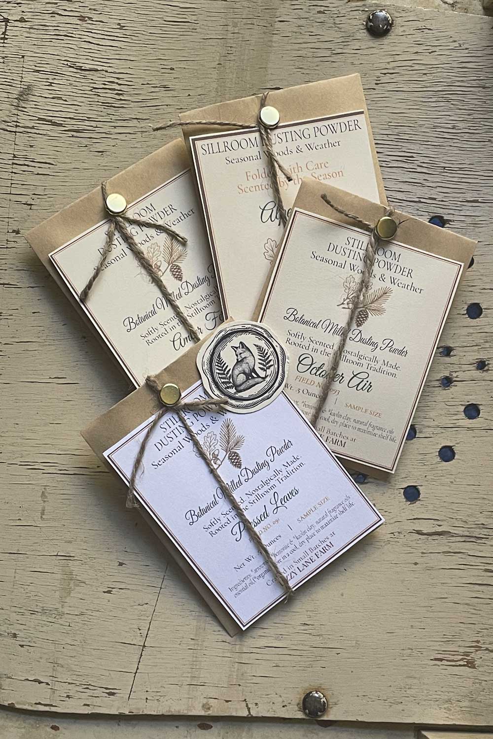 season woods dusting powder sample size collection.