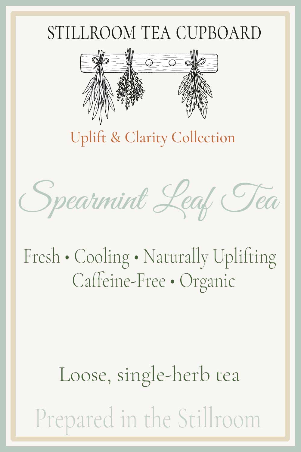 hover card for spearmint leaf tea, information 