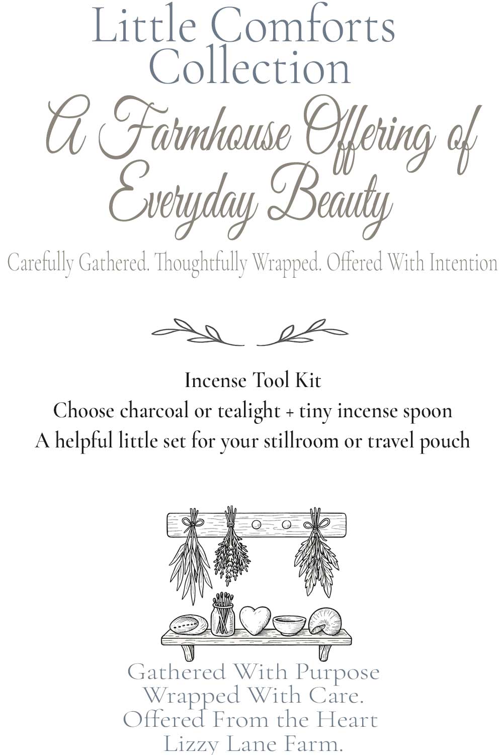 incense tool kit description card.